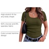 Zeagoo Womens Tops Short Sleeve Rib Knit Basic Tee Scoop Neck Fitted Shirt(Army Green)