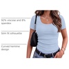 Zeagoo Womens Tops Short Sleeve Rib Knit Basic Tee Scoop Neck Fitted Shirt(Light Blue)