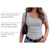 Zeagoo Womens Tops Short Sleeve Rib Knit Basic Tee Scoop Neck Fitted Shirt(Light Grey)