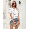 Zeagoo Womens Tops Short Sleeve V Neck Tee Shirts Cute Dressy Casual(A-white Flowers Bf290)