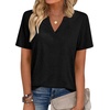 Zeagoo Womens Tops Short Sleeve V Neck Tee Shirts Cute Dressy Casual(B-black)