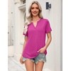 Zeagoo Womens Tops Short Sleeve V Neck Tee Shirts Cute Dressy Casual(B-hot Pink)
