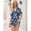 Zeagoo Womens Tops Short Sleeve V Neck Tee Shirts Cute Dressy Casual(Blue Floral Sf157)