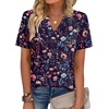 Zeagoo Womens Tops Short Sleeve V Neck Tee Shirts Cute Dressy Casual(Blue Flower Wf184)