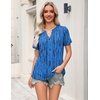 Zeagoo Womens Tops Short Sleeve V Neck Tee Shirts Cute Dressy Casual(Blue Stripes Zr459)