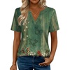 Zeagoo Womens Tops Short Sleeve V Neck Tee Shirts Cute Dressy Casual(Boho Green Mz839)