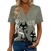 Zeagoo Womens Tops Short Sleeve V Neck Tee Shirts Cute Dressy Casual(Gray Cat Dw176)