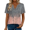 Zeagoo Womens Tops Short Sleeve V Neck Tee Shirts Cute Dressy Casual(Gray Print)