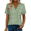 Zeagoo Womens Tops Short Sleeve V Neck Tee Shirts Cute Dressy Casual(Green Flowers Xh534)