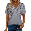 Zeagoo Womens Tops Short Sleeve V Neck Tee Shirts Cute Dressy Casual(Grey Flower Hf36)
