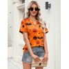 Zeagoo Womens Tops Short Sleeve V Neck Tee Shirts Cute Dressy Casual(Halloween Orange Pumpkins Ws85)