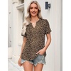 Zeagoo Womens Tops Short Sleeve V Neck Tee Shirts Cute Dressy Casual(Leopard Print An136)