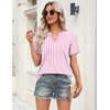Zeagoo Womens Tops Short Sleeve V Neck Tee Shirts Cute Dressy Casual(Pink and White Stripes Tz300)