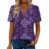 Zeagoo Womens Tops Short Sleeve V Neck Tee Shirts Cute Dressy Casual(Purple Boho Mz907)