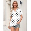 Zeagoo Womens Tops Short Sleeve V Neck Tee Shirts Cute Dressy Casual(White Polka Dots Jh592)