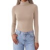 Zeagoo Women’s Turtleneck Long Sleeve Tops Lightweight Base Layer T-Shirts(Beige)