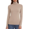 Zeagoo Women’s Turtleneck Long Sleeve Tops Lightweight Base Layer T-Shirts(Beige)