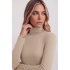 Zeagoo Women’s Turtleneck Long Sleeve Tops Lightweight Base Layer T-Shirts(Beige)