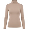 Zeagoo Women’s Turtleneck Long Sleeve Tops Lightweight Base Layer T-Shirts(Beige)