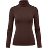 Zeagoo Women’s Turtleneck Long Sleeve Tops Lightweight Base Layer T-Shirts(Brown)