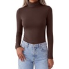 Zeagoo Women’s Turtleneck Long Sleeve Tops Lightweight Base Layer T-Shirts(Brown)
