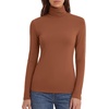 Zeagoo Women’s Turtleneck Long Sleeve Tops Lightweight Base Layer T-Shirts(Caramel)