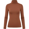 Zeagoo Women’s Turtleneck Long Sleeve Tops Lightweight Base Layer T-Shirts(Caramel)
