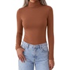 Zeagoo Women’s Turtleneck Long Sleeve Tops Lightweight Base Layer T-Shirts(Caramel)