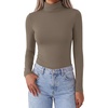 Zeagoo Women’s Turtleneck Long Sleeve Tops Lightweight Base Layer T-Shirts(Taupe)