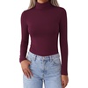 Zeagoo Women’s Turtleneck Long Sleeve Tops Lightweight Base Layer T-Shirts(Wine Red)