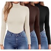 Zeagoo Women’s Turtleneck Long Sleeve Tops Lightweight Base Layer T-Shirts(Z-black/Apricot/Brown)