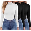 Zeagoo Women’s Turtleneck Long Sleeve Tops Lightweight Base Layer T-Shirts(Z-black/Black/White)