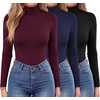 Zeagoo Women’s Turtleneck Long Sleeve Tops Lightweight Base Layer T-Shirts(Z-black/Dark Blue/Wine Red)