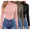 Zeagoo Women’s Turtleneck Long Sleeve Tops Lightweight Base Layer T-Shirts(Z-black/Pink/Taupe)