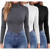 Zeagoo Women’s Turtleneck Long Sleeve Tops Lightweight Base Layer T-Shirts(Z-black/White/Dark Dray)