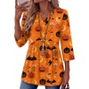 Zeagoo 3/4 Length Sleeve Womens Tops 2026 Blouses for Women Dressy Casual Fashion Clothing V Neck T-Shirts Summer Outfits(Halloween Print)
