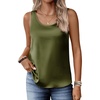 Zeagoo Silk Satin Tank Tops for Women Scoop Neck Sleeveless Camisole Tops(Army Green)
