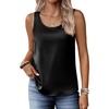 Zeagoo Silk Satin Tank Tops for Women Scoop Neck Sleeveless Camisole Tops(Black)