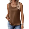 Zeagoo Silk Satin Tank Tops for Women Scoop Neck Sleeveless Camisole Tops(Brown)