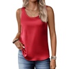 Zeagoo Silk Satin Tank Tops for Women Scoop Neck Sleeveless Camisole Tops(Deep Red)