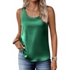 Zeagoo Silk Satin Tank Tops for Women Scoop Neck Sleeveless Camisole Tops(Green)