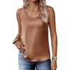 Zeagoo Silk Satin Tank Tops for Women Scoop Neck Sleeveless Camisole Tops(Light Brown)