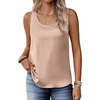Zeagoo Silk Satin Tank Tops for Women Scoop Neck Sleeveless Camisole Tops(Light Khaki)