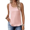 Zeagoo Silk Satin Tank Tops for Women Scoop Neck Sleeveless Camisole Tops(Light Pink)