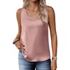 Zeagoo Silk Satin Tank Tops for Women Scoop Neck Sleeveless Camisole Tops(Mauve Pink)