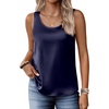 Zeagoo Silk Satin Tank Tops for Women Scoop Neck Sleeveless Camisole Tops(Navy Blue)