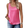 Zeagoo Silk Satin Tank Tops for Women Scoop Neck Sleeveless Camisole Tops(Peach Pink)