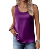 Zeagoo Silk Satin Tank Tops for Women Scoop Neck Sleeveless Camisole Tops(Purple)