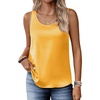 Zeagoo Silk Satin Tank Tops for Women Scoop Neck Sleeveless Camisole Tops(Yellow)