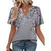 Zeagoo Womens Tops Short Sleeve V Neck Tee Shirts Cute Dressy Casual(Grey Flower Hf36)